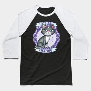 Cute Kitty Cat on purple wreath Cats are Amazing Baseball T-Shirt